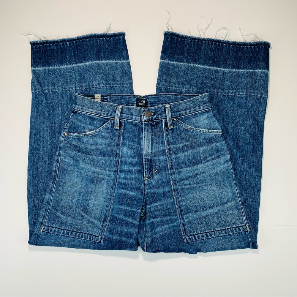 Citizens of Humanity jeans wide leg boho distressed raw hem women size 25